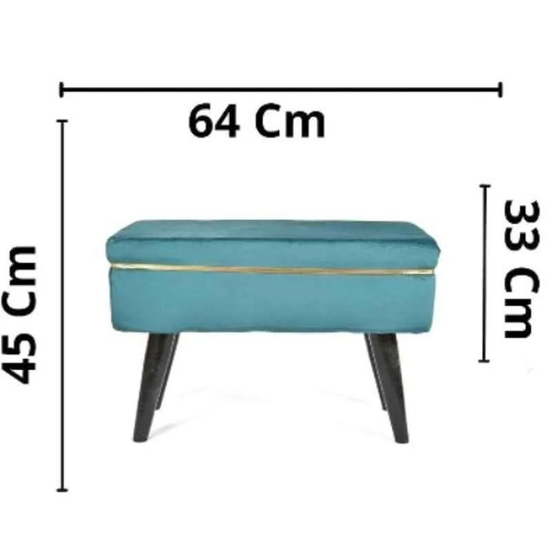 Modern Velvet Small Bench with Gold Accent